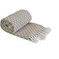 Emma Barclay Casablanca - Scandi Woven Recycled Cotton Chair Sofa Setee Bed Throw Over Blanket in Taupe - 50x60 (127x152cm)