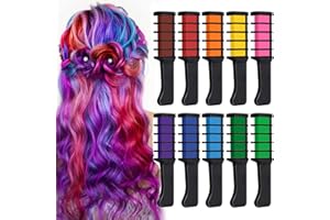 EBANKU 10 Couleurs Cheveux Craie Peigne Cheveux Teinture Coloration Temporaire, Lavable pour enfants filles garçons fête Cosplay cadeau d'anniversaire