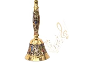 Shubhkart Hand Painted Bell for Wedding Events Decoration, Food Line, Alarm, Jingles, Ringing, Service Bell (Blue)