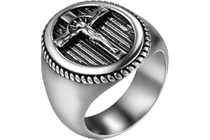 JewelryWe Anello Preghiere da Uomo,Anello Croce Jesu',Regalo Natale