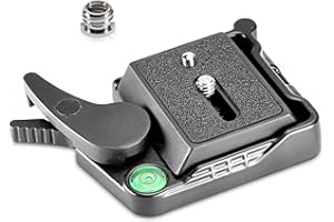 Neewer Noir en Alliage d'aluminium Quick Release QR Adaptateur de Plaque avec vis de 1/4 Pouce et Bubble Levier pour DSLR Camera Tripod Monopode Stabilisateur Rotule