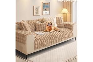 SHANNA Felpa Conejo Funda Sofa Chaise Long 1 2 3 4 Plazas Protector Cubre Sofa, Nueva Manta de Sofá Antideslizante Universal, Funda de Sofa Súper Suave para Sala de Estar (Marrón, 90 * 160 cm)