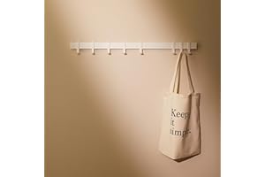 DESIGNFABRIK HAMBURG Design Amburgo Appendiabiti da parete design I Attaccapanni da muro I Appendiabiti ingresso I Accessori d'ingresso da parete I Appendi abiti per muro con ganci mobili in metallo | Bianco 80 cm