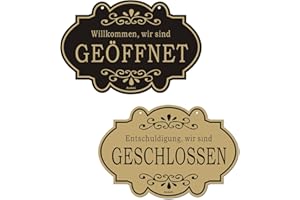 Andchi 2-Stück Türschilder Geöffnet/Geschlossen Geschäftsschild Hängeschild Zweiseitiges Wendbares Ladenschild mit Band für Geschäft, Café, Bar 20x30cm Büro Schilder Offiziellen Schilder (Deutsch GG)
