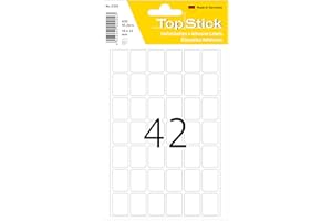 TopStick 2202 Étiquettes multi-usages mini (16 x 22 mm, 15 feuilles, papier, mat) auto-adhésives, autocollantes universelles permanente pour l'inscription manuelle, 630 étiquettes adhésives, blanc