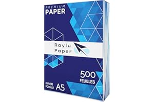 Raylu Paper - Papier A5 Multiusage Premium 500 Feuilles 80g pour Imprimantes Laser, Jet d'Encre et Photocopieurs, pour Bureau et Maison (A5, 500 feuilles)