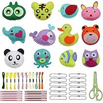 TZEKING Nähset Für Kinder Ab 6 Jahre - Filztiere Bastelset Mit Stickgarn & Nadeln