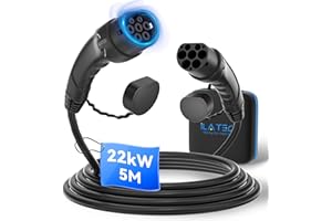 ‎ILA TECH iLa Tech Typ 2 Ladekabel 22kW 5M 32A 3 Phasig, Ladekabel Elektroauto für E Auto EV/PHEV, Typ 2 auf Typ 2, Mennekes Mode 3 Kabel mit Tragetasche Geeignet für Model 3/S/X/Y i3 Zoe ID.3 ID.4 E-Tron