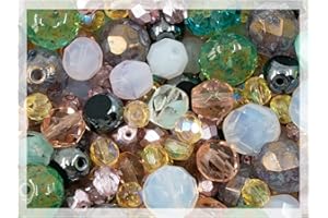 BOHEMIA CRYSTAL VALLEY 50 g Delicata miscela di perle ceche lucidate a fuoco sfaccettate (rotonde, cattedrali, rondelle) 4-10 m, rosa pallido blu-verde giallo opalino