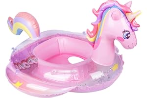 YAAVAAW Aufblasbarer Baby-Schwimmer, Baby Pool Float für 6-36 Monate Baby Mädchen mit Sitz, Aufblasbarer Baby Float Schwimmring für Säugling Kleinkind Kinder 1-3 Jahre (Rosa Einhorn)