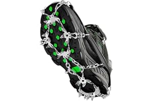 JOYART Ramponi da Ghiaccio Antiscivolo, Ice Tacchetti, 201 Copertura in Acciaio Inossidabile con Catene, Dotata di 19 Denti con Copertura Gel al Silicone Solido, per Camminare su Neve e Ghiaccio