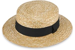 fiebig Sierra Circular Sombrero de Paja Natural | Mujer y Hombre | Sombrero para el Sol Hecho 100% de Paja Sombrero de gondolero para la Primavera y el Verano