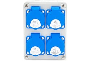 ELS Elektrotechnika Wandverteiler 4x230V Schuko. Baustromverteiler für Indoor/Outdoor-Bereich, Werkstätten und Fabriken, Schaltschrank zur Bestückung mit modularen Geräten, Leergehäuse