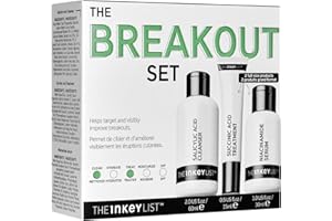 The INKEY List Breakout Set, detergente all'acido salicilico, siero di niacinamide e acido succinico, set per la cura della pelle, mirato alle eruzioni cutanee, per pelli soggette a imperfezioni