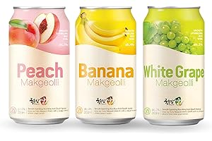 ‎EASYCOOKASIA Kooksoondang Makgeolli Set | koreanischer Reiswein Set mit 3 Geschmack | Bananen, Pfirsich und Trauben (3x 350ml mit 3-4% Alkoholhalt)