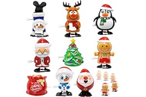 Audasi 9 Piece Christmas Wind Up Toy, Funny Jumping Xmas Gift Novelty Clockwork Toy Walking Wind up Spring Toys Assortments Christmas Stocking Stuffers Party Bag Fillers for Kids Boys and Girls