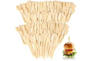 BEFRENETIC 200 Pcs Bamboo Skewers, Burger Sticks, Bamboo Paddle Skewers Barbecue Bamboo Skewers Cocktail Sticks Mini Food Sticks for Burger/Barbecue/Chocolate Fountain/Fruits/BBQ Home and Kitchen