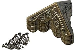 HJFH Metal Corner Protectors Antique Bronze Box Corner Protectors with 40pcs Nails for Jewellry Box, Wooden Box, Furniture Edge Decorative (10pcs)