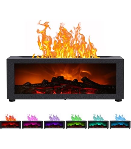 Hillylolly Stufa Elettrica Camino Con Fiamma 3D E Timer 4 Ore – Potenza 800-1500W, Riscaldamento Regolabile, Effetto Fiamma Senza Riscaldamento, Decorazione Nero Per Autunno E Natale