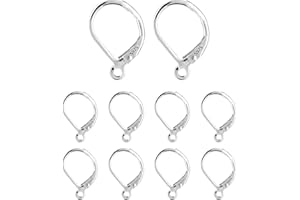 ‎ALEXCRAFT 925 Sterling Silber Ohrringhaken Ohrring Hebel Zurück Ohrhaken Französische, 10 Stück Baumelnde Ohrhaken 16x10mm Silber Ohrring Selber Machen Set Ohrringhaken Verschluss Schmuckherstellung