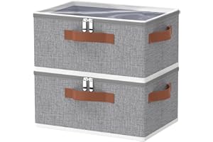 OUTBROS Aufbewahrungsbox mit Deckel, Faltbare Stoffboxen, Kleiderschrank Organizer, Unterbett Aufbewahrungsbehälter für Kleidung Decken Bettdecken, Grau, 38 x 26 x 15 cm, 2 Stück