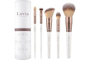 LUVIA COSMETICS Zestaw pędzli do makijażu Luvia, Daily Essential Set, pędzle do pudru i oczu, 5 wegańskich pędzli kosmetycznych, pędzle do makijażu
