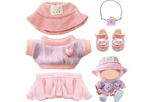 SAIER TBO 5 Pezzi Vestiti per Bambole, Accessori per 17 cm Bambole in Peluche con Cappello Vestiti Gonna Scarpe per Bambini Ragazzi e Ragazze (Non Bambole)