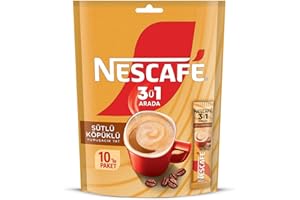 Nescafé 3'ü 1 Arada Sütlü Köpüklü Çözünebilir Kahve Karışımı 10'lu, 17,4 g