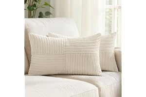 EMEMA manchestersammet örngott 30 x 50 cm lapptäcke örngott beige dekorativa örngott prydnadskuddar soffkuddar snöre dekorati