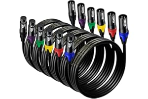 EBXYA XLR-Kabel Mikrofonkabel 1M 6 Pack 3-poliges symmetrisches XLR-Kabel Stecker auf Buchse DMX-Kabel Mehrfarbiges Mikrofon-Patchkabel