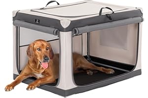 A 4 Pet Dog Box Foldable Large Dog Transport Box Dog Portable Dog Box for Home, Easy to Store with Mounted Aluminium Frame, Adjustable Compatibility, XXL, Grey