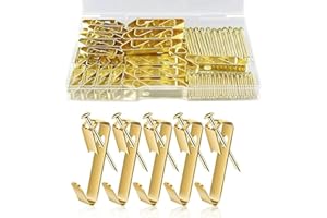 HOMENED Heavy Duty Picture Hooks, 80Pcs Picture Hanging Hooks for Hard Walls Photo Hooks Picture Hanging Kit Frame Heavy Hanger with Nails 30 lbs (30LB)