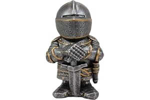Lrxinki Knight Statues Ornaments, Resin Knight Gnome Guard Garden Sculpture, Medieval Knight Armor Gothic Statue, Templar Figurine for Protecting Your Garden (B)