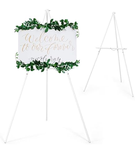 Cavalletto Pittura In Alluminio Treppiede | Supporto Per Esposizioni, Matrimoni E Poster Bianco - Foto 9