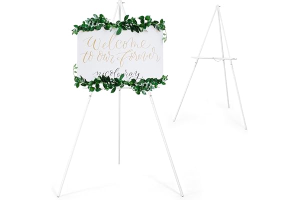 VISWIN 160 cm Chevalet Blanc pour Mariage, Pliable et Réglable, Chevalet Grand Bois pour Poster, affiche, Photo, Tableau