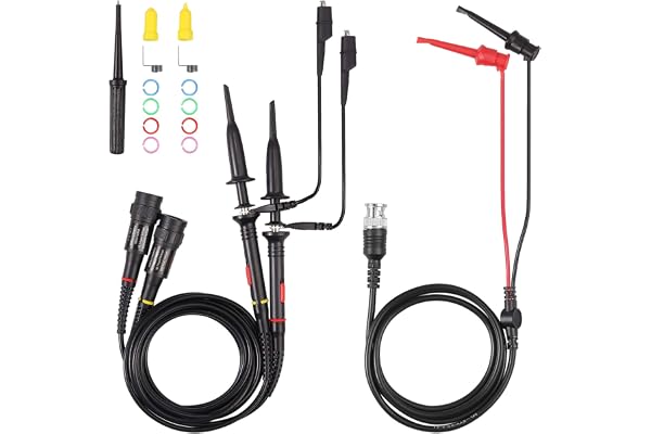 AUTOUTLET 2 st P2200 200 Mhz oscilloskop sondkit, med BNC till Mini Grabber Test Lead Kit, Försvagningsförhållande 1 X/10 X S
