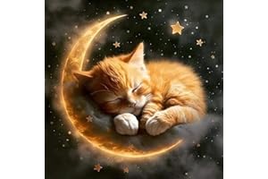 DOMROM Peinture Diamant Adulte, Chat Diamant Painting Complet, Animal 5D Enfants Broderie Diamond Painting Kit Strass Point de Croix Cristal Painting pour Décoration Murale 30x30cm