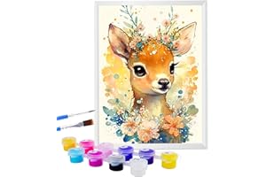 Gutluz Malen Nach Zahlen ab 7 Jahre Mädchen Jungen Malen Nach Zahlen Kinder ab 8 Jahre Paint by Numbers ab 9 Jahre Mädchen Mal mit Rahmen Klein Bilder Tiere Hirsch