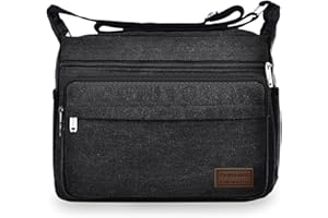 Aucuu Borsa a Tracolla, Borsa Tracolla Uomo, Messenger Crossbody Bag Grande Capacità, Tela Tracolla con Più Tasche per Lavoro, Scuola, Uso Itinerante e Quotidiano