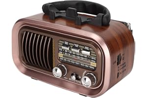 Bewinner Retro Portable Radio AM FM Shortwave Radio, Retro Radio Bluetooth Speaker, Loud Stereo Sound Speaker AM FM SW, Battery Operated Vintage Radio with Retractable Antenna for Home
