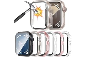 HAANILKYI 6 Stück Schutzhülle mit Displayschutzfolie Kompatibel mit Apple Watch Series 9/8/7 41mm, Rundum Ultradünne PC Hard Hülle Kratzfest Schutzhülle für iWatch 41mm