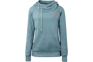 Cassiecy Hoodie Damen Winter Langarm Stehkragen Kapuzenpullover Warme Casual Pullover Hoody mit Kapuze