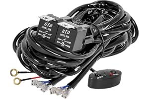 YUGUANG YUGAUNG Update Version LED Bar Harness HI LO Beam Cable 3M 480W 14AWG 3 PINs Wires Wiring Waterproof LED Beam With Relay Universal Switch for Car SUV ATV Truck 1 Cable Control 2 Sets 2 Years Warranty