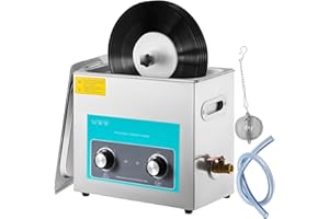 VEVOR Pulitore A Ultrasuoni Display Digitale, 6L Lavatrice Ultrasuoni in Vinile, 220V/50Khz Professionale Pulitore a Ultrasuoni con Funzione di Riscaldamento, Nero, per Pulizia di Gioielli, Occhiali