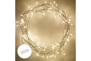 Lights4fun Indoor Fairy Lights with 200 Warm White LEDs on 16m of Clear Cable Plug in Rocker Switch