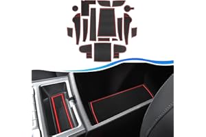 SXCY Hyundai Kona Electric 2020-2022 Car Mats, Kona EV 2022 Rubber Mats, Non-Slip Mats for Interior Center Console, Armrest Box, Drink Holder, Door Groove Pads (Red)