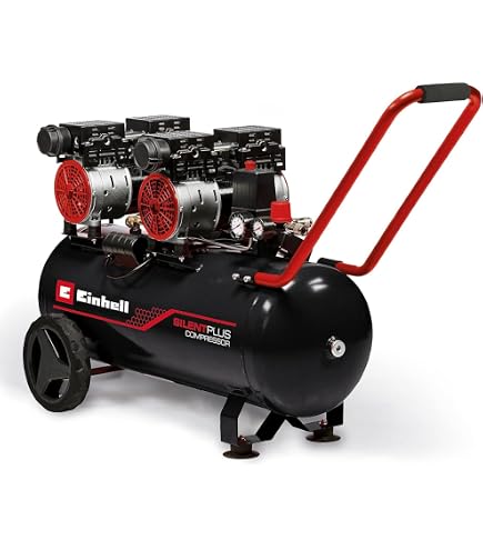Compresseur Silencieux Mecafer Power N Silent 8 Bar - 50L, 2HP - Sans Huile, Facile à Transporter - Pour Gonflage, Peinture, Outils