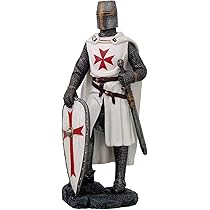 Statue Templier à Cheval - 22 Cm - Figurine En Résine Multicolore