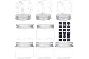 BENECREAT 18 Pack 50ml Frascos Redondos de Plástico Caja Transparente Recipientes con Tapas de Rosca de Aluminio para Productos de Belleza, Artículos Pequeños