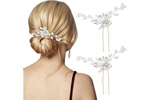 QOCO 2pcs Fashion Elegant Ladies Rhinestone Wedding Hair Clips Elegant Ladies Pearl Hair Accessories Clip Wedding Bridal Headpiece Weeding Accessories